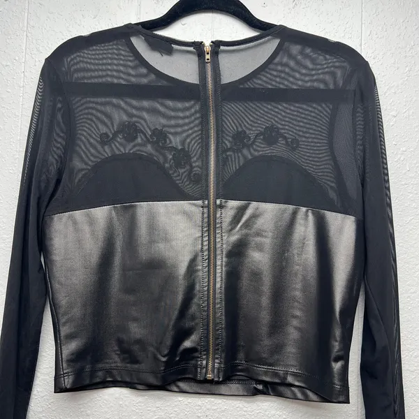 Iris Los Angeles Faux Leather Mesh Top Women XL Whimsigoth Witchy Y2K Dark Fairy - Image 4