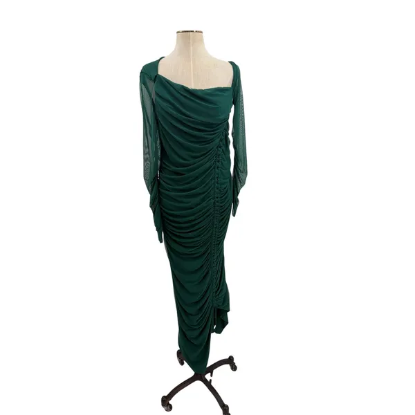 Club L London Sweet‎ Dreams Green Ruched Mesh Maternity Maxi Dress US 10 - Image 3