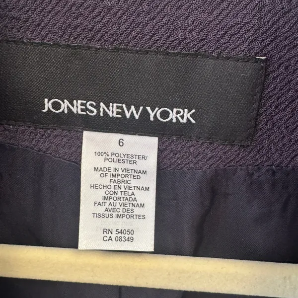 Jones New York Deep Purple Shawl Collar Crepe Blazer Jacket Size 6 Career - Image 7