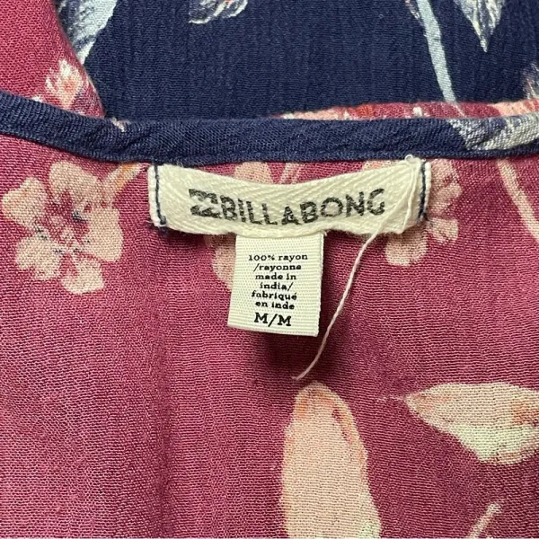 Billabong Pink & Blue‎ Floral Just Like You Dress Medium Boho Peasant Flowy - Image 6