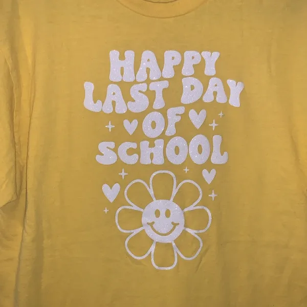 Happy Last Day of School Bright Yellow Short Sleeve Top - Image 2