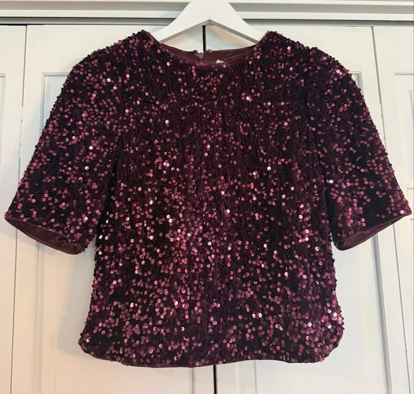 Nanette Lepore NWT purple sequin top size small - Image 2