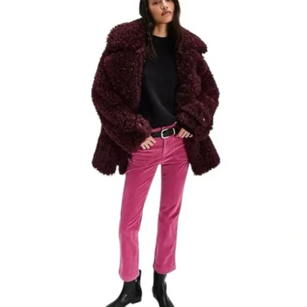 NWOT Free People High Time Velvet Kick Flare Pants In Very Berry SZ-0 - Image 3