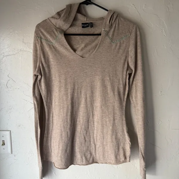 Cruel Denim Women's Tan Speckled‎ Long Sleeve Hoodie Western Cowboy Size M - Image 2