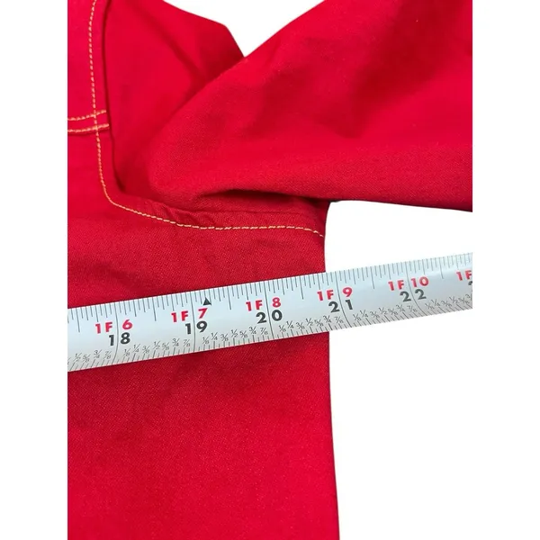 Y2K Denim & Co Red Gold Button Front Jacket Shacket M Contrasting Stitching - Image 10