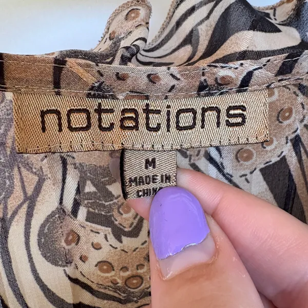 Notations Y2K Hippie Neutral Sheer Blouse Whimsygoth Party Fall Psychedelic Ruffle Medium - Image 6