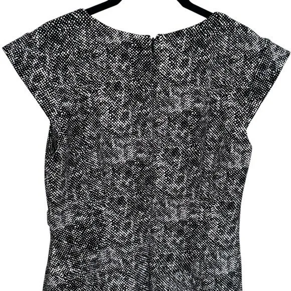 White House | Black Market Black & White Micro Polka Dot V-Neck Midi Pencil Dress Career Church Size 8 - Image 6