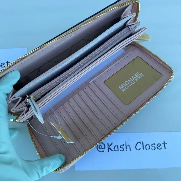 Michael Kors Powder BlushBrown Wristlet Travel Continental Large Wallet - Image 3