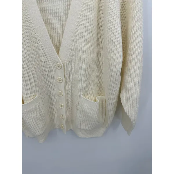 Just‎ For Women Cardigan Sweater Women 1X Cream Button Down Knit Chunky Academia - Image 3