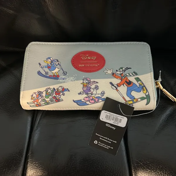 Disney NWT Light Blue and White Wallet with Skiing Characters - Image 2