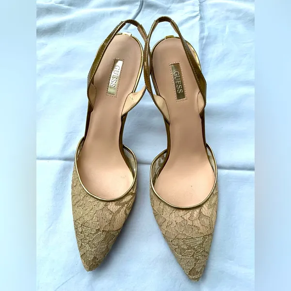 Guess Elegant Gold Lace Women’s Heels - Image 2