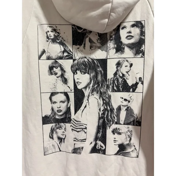 Taylor Swift The Eras Tour Hoodie‎ Concert Pullover Sweatshirt Cream Size Large - Image 9