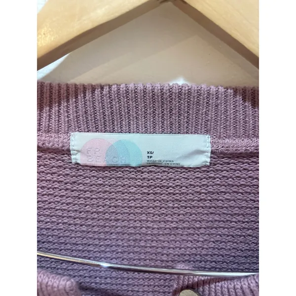Free People FP‎ Beach Mauve Purple Waffle Knit Henley Sweater XS Relaxed Fit - Image 2