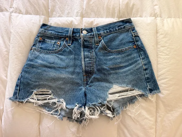 Levi’s 501 Blue Denim Cut-Off Shorts - Image 2