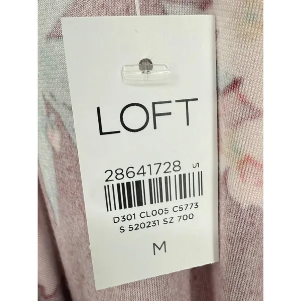 NWT LOFT Floral Velour Drawstring Hem Popover Blouse Top Long Sleeve Size Medium - Image 3
