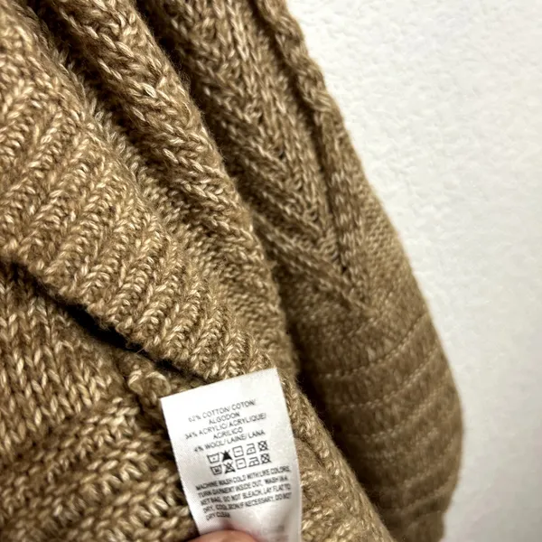 Lucky Brand Balloon Sleeve Open Cardigan Womens Size Small Wool Blend Camel - Image 8