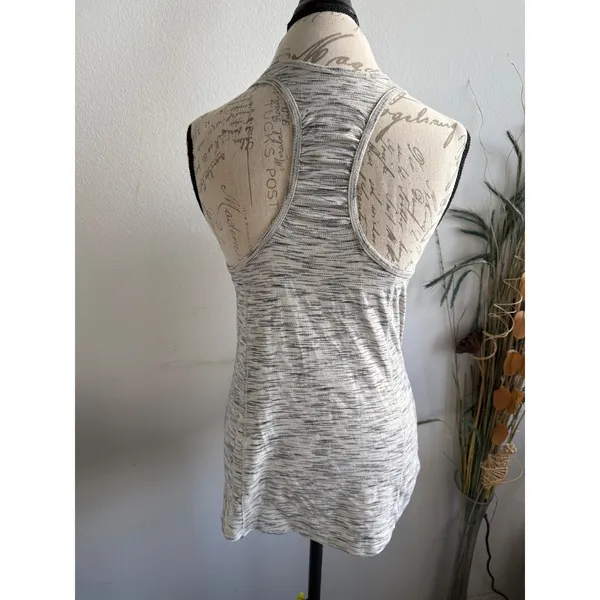 Lululemon Grey White Space Dye‎ Ruched Racerback Tank Top Womens Size 6 - Image 3