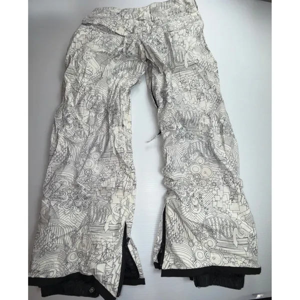 Trilogy Powder Room Women Ski Snowboard Pants L White Black Print 20K Waterproof - Image 10