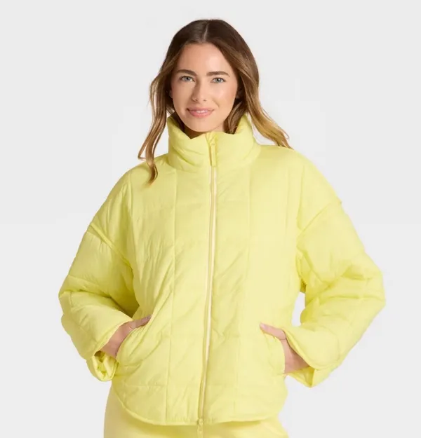 Target Yellow JoyLab Quilted Puffer Jacket Medium - Image 5
