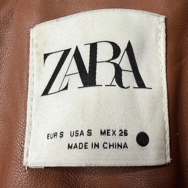 Zara Camel Brown Faux Leather Trench Coat - Image 4