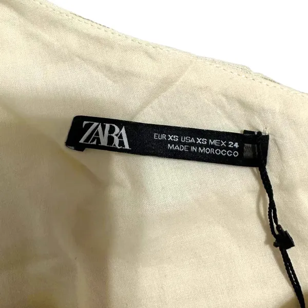 ZARA Asymmetric One Shoulder Draped Cropped Top Cream Side Zip Size XS‎ NEW - Image 4