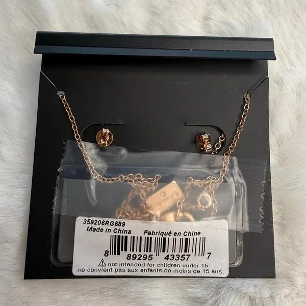 NWT COACH Signature Rose Gold Tone Floral Earrings Studs and Necklace Set - Image 2