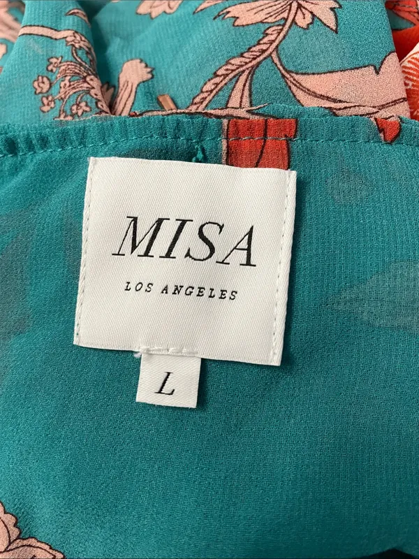 MISA Los Angeles Talitha Maxi Robe Dress featuring a turquoise floral print - Image 8