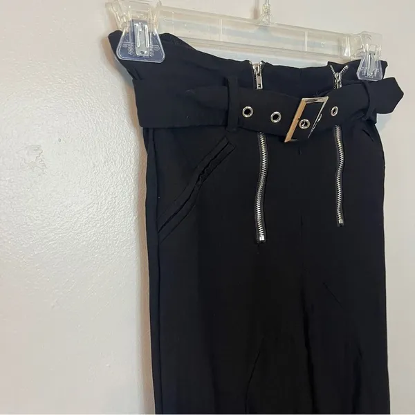 Rehab Black Straight Skinny Leg Women's Trousers Pants Gold Accents Medium - Image 4