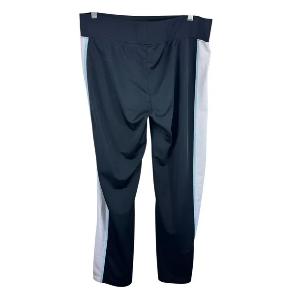Nike Mesh Black White Blue Stripe Straight Leg‎ Drawstring Athletic Pants Size L - Image 2