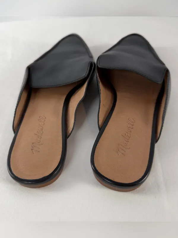 Madewell The Frances Skimmer Pointed Toe Leather Mule‎ in Black Size 8.5 - Image 5