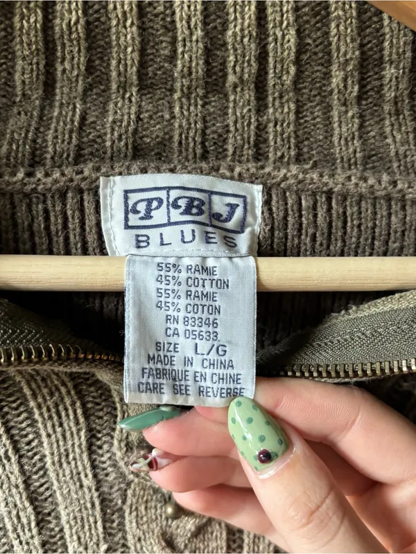 PBJ Blues Army Green 90s Cable Knit Sweater - Image 3