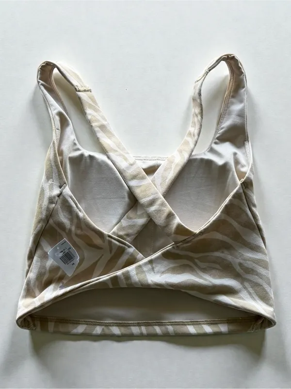 Old Navy Zebra Print Cross-Back Crop Sports Bra‎ Top XS - Image 2