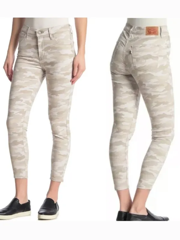 LEVI'S 720 High Rise Super Skinny Crop Jeans Tan Camo Camouflage Cropped Ankle - Image 3