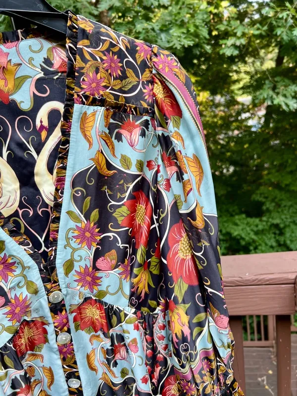 NWOT Farm Rio Floral Swans V-Neck Long Sleeves Mini Dress Size L - Image 10