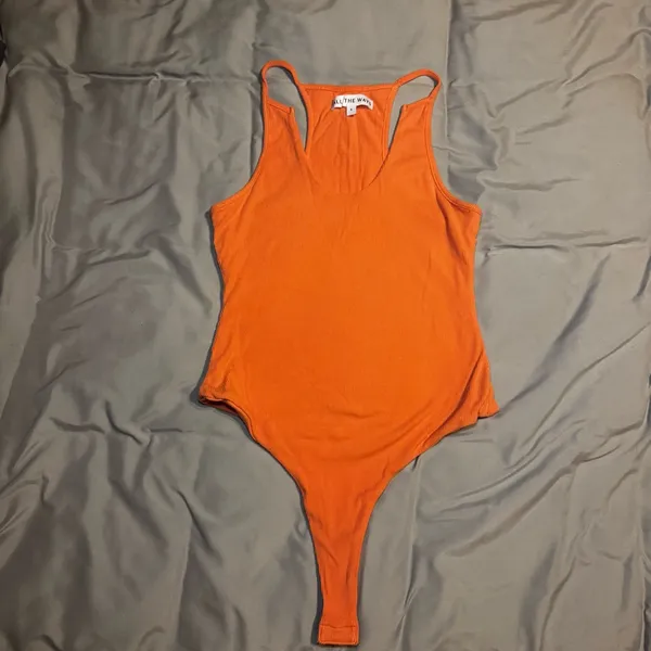 All The Ways Leotard Bodysuit Highneck Cut Out Coral Small - Image 2