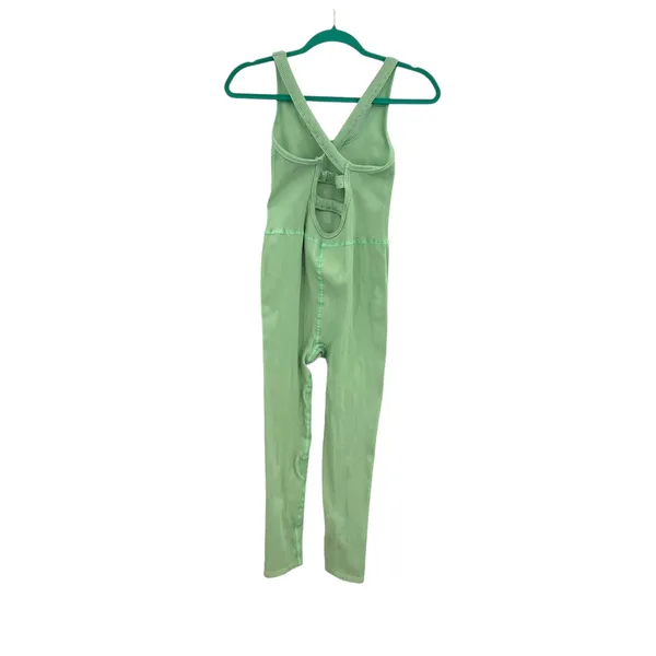 Free People Free Throw Onesie Jumpsuit Ribbed Seamless Green‎ Size Large - Image 8