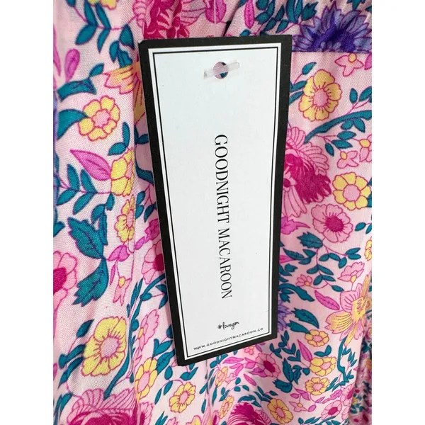 Goodnight Macaroon NWT Boho Floral Midi Dress Pink Purple Size Medium Romantic‎ - Image 4