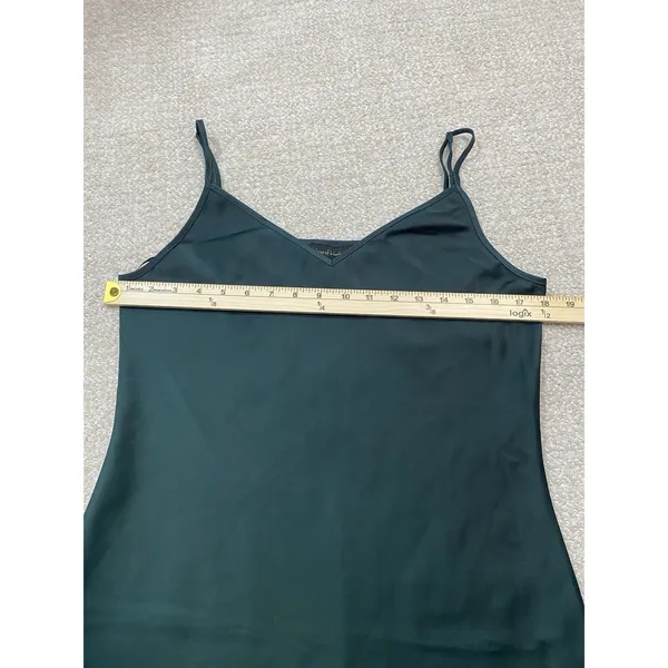 House of Harlow 1960 Green Satin V-Neck Slip Midi Dress Adjustable Straps M - Image 10