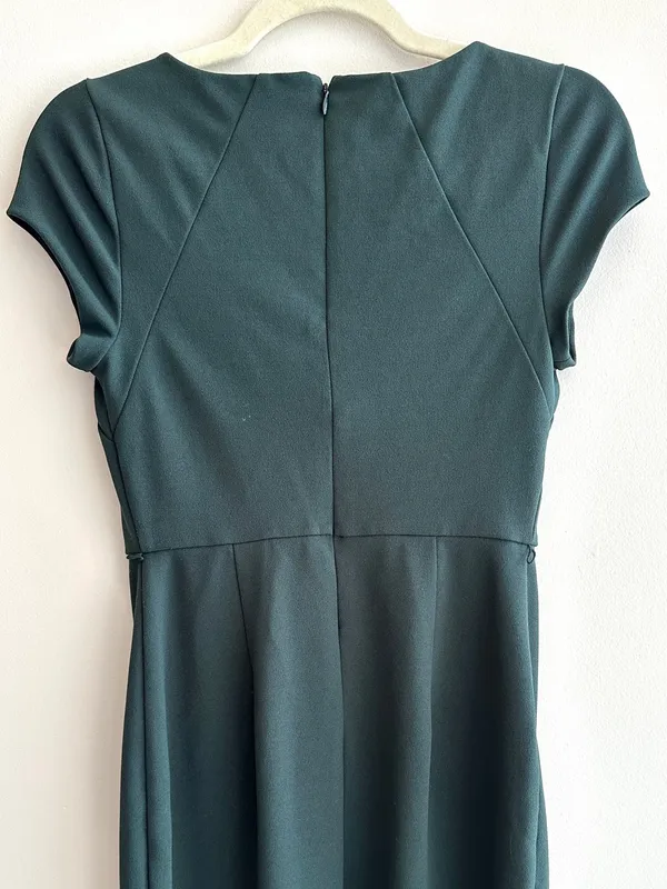 Express Cap Sleeve Fitted Sheath Business Casual Work Dress, Emerald Green, XS - Image 11