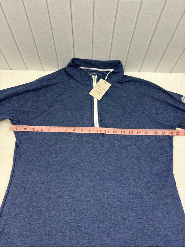 Peter Millar Navy Quarter-Zip Pullover White Trim Performance Top Size L NWT - Image 11