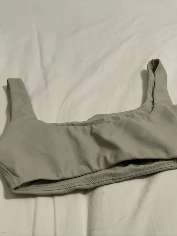 SKIMS Faux Leather Collection Size Small Neutral Beige Stone Top Bra - Image 5