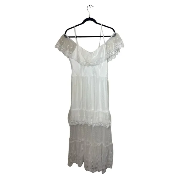 White Ruffled Tiered High Low Dress - Image 5