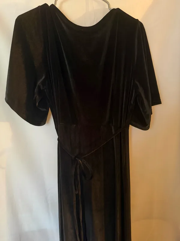Baltic Born wrap around Black Velvet Wrap Maxi Dress - Image 4