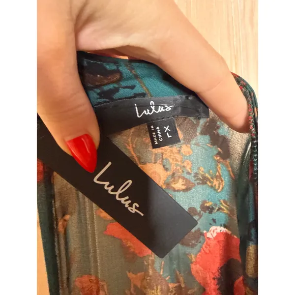 NWT Lulus In My Dreams Teal Multi Floral Print Midi Dress Cruise Resort Size XL - Image 8