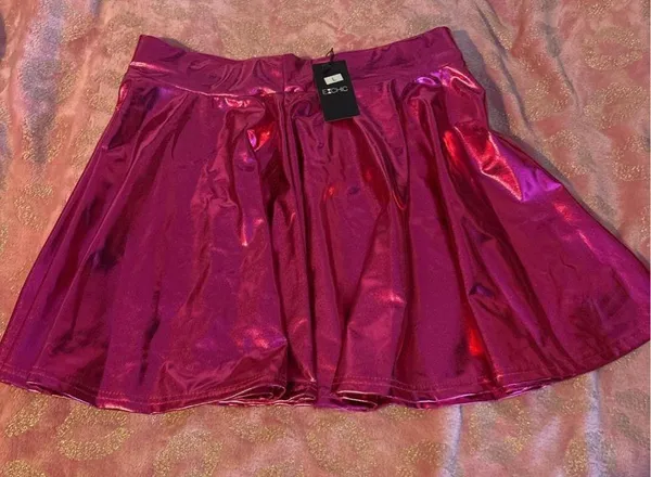 Pink Metallic Skirt Size L - Image 2