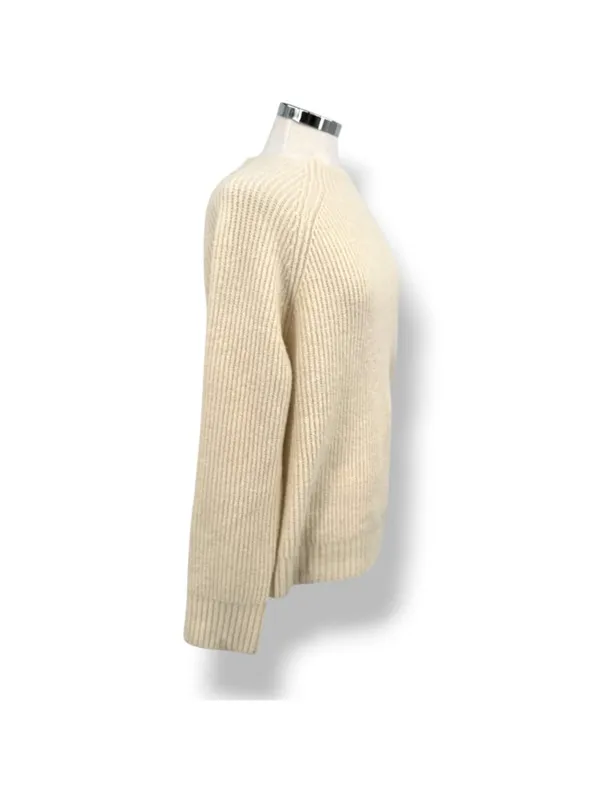Bobeau Cream Beige Ribbed Knit Pullover Sweater Size Large Quiet Luxury - Image 3