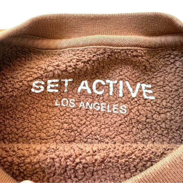 SET ACTIVE‎ Cropped Sweatshirt Medium Brown Fleece - Image 4
