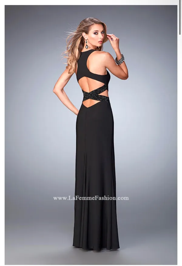 Long Black Formal Cut Out Dress - Image 5