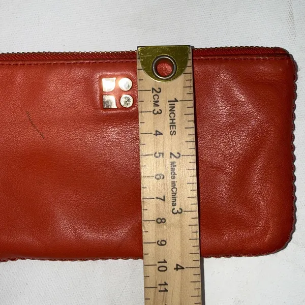 Vintage Y2K Kate Spade Logo‎ Leather Red Orange Zip Small Wristlet Wallet - Image 10