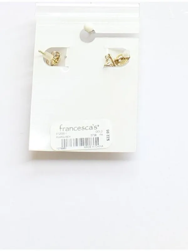 NWT Francesca's Zirconia Evening Chain Faux Hoop Post Earrings Gold Yellow 1.25" - Image 2